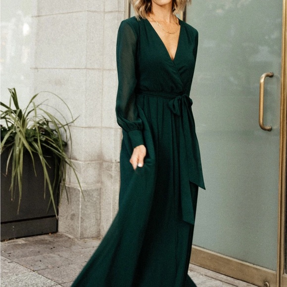 Baltic Born Hunter green chiffon maxi dress size small - Picture 2 of 7
